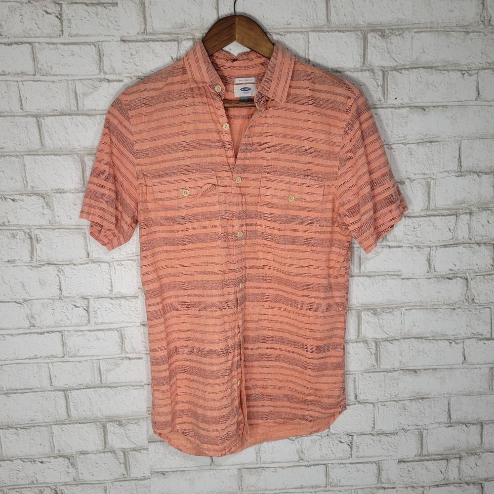 Old Navy slim fit button down linen blend top
